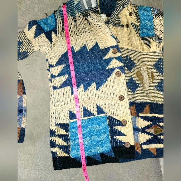 SOLD: Vintage Ralph Lauren Cardigan Patchwork Shawl Sweater Coat Quilt Sweater - Picture 5 of 10